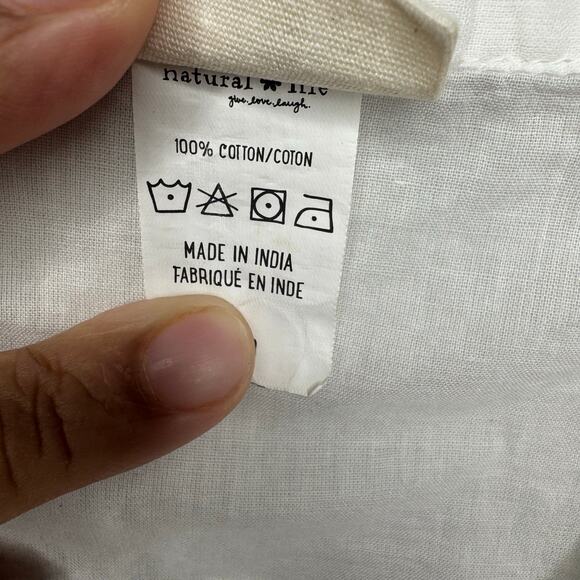 Natural Life White Embroidered Peasant Blouse L Boho Cotton‎ Tunic Top Festival - Picture 5 of 9